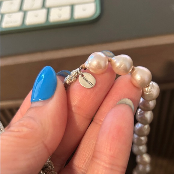 Chan Luu Pearl Necklace with Silver Tassels - Picture 7 of 10